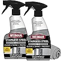Weiman Stainless Steel Cleaner & Polish, 2 Pack, Anti Fingerprint Spray Stainless Steel Cloth, Water Spots & Grease, No Streaks or Residue, Safe