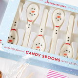 Two's Company Snowman Set of 6 Edible Vanilla Flavor Candy Spoons in Gift Box, 4-inches Length, Sugar, 82365