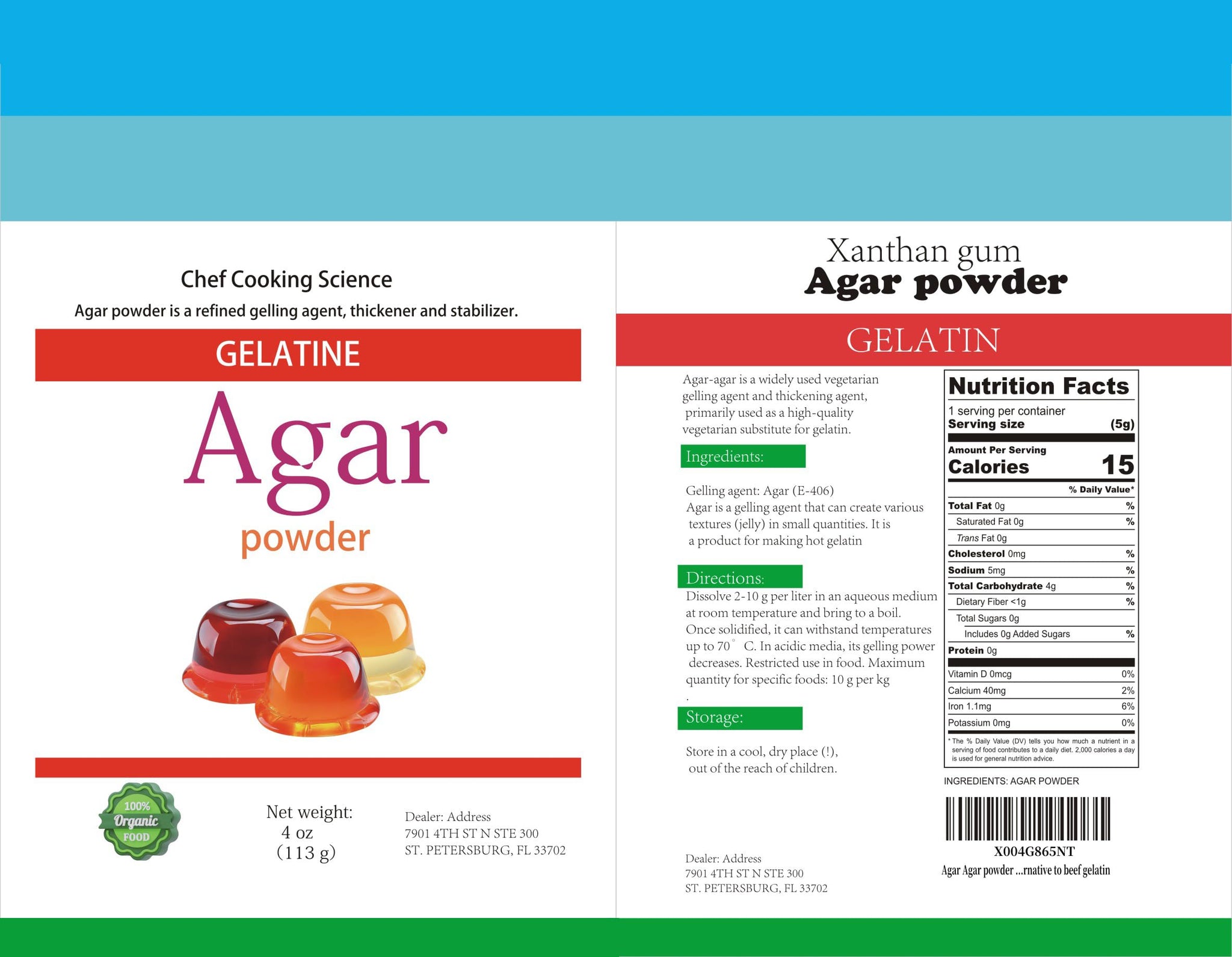 Agar Agar powder | essence free thickener for cooking and baking | vegetarian beef gelatin substitute | non GMO, vegetarian friendly (4 Ounce)