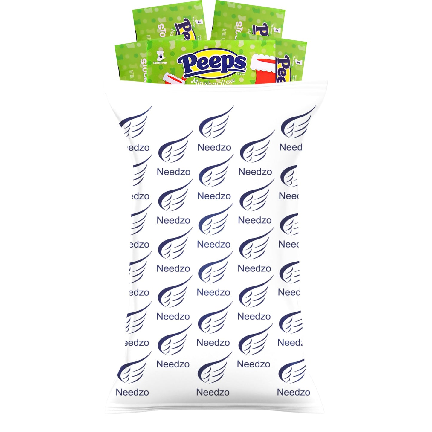 Needzo Stocking Marshmallow Peeps, Festive Christmas Candy Treats for Holiday Parties and Stockings (Pack of 5)