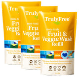 Truly Free Fruit and Vegetable Wash Refills | Veggie Wash Removes 99% Dirt & Wax | Plant-Based Produce Cleaner Spray | No Aftertaste, Made in USA |