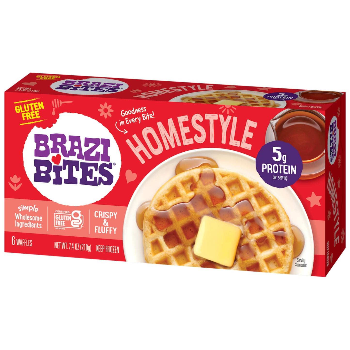 Brazi Bites Gluten-Free Homestyle Waffles | Six-count cartons (4-pack)