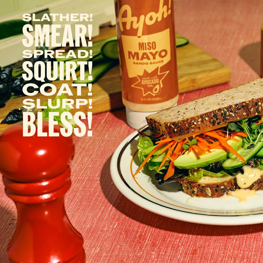 Ayoh! Miso Mayo with Avocado Oil | 12 oz (Pack of 1) | Gluten Free, Non-GMO, Keto Friendly | Ultimate Condiment for Sandwiches, Burgers, Bowls, Dips