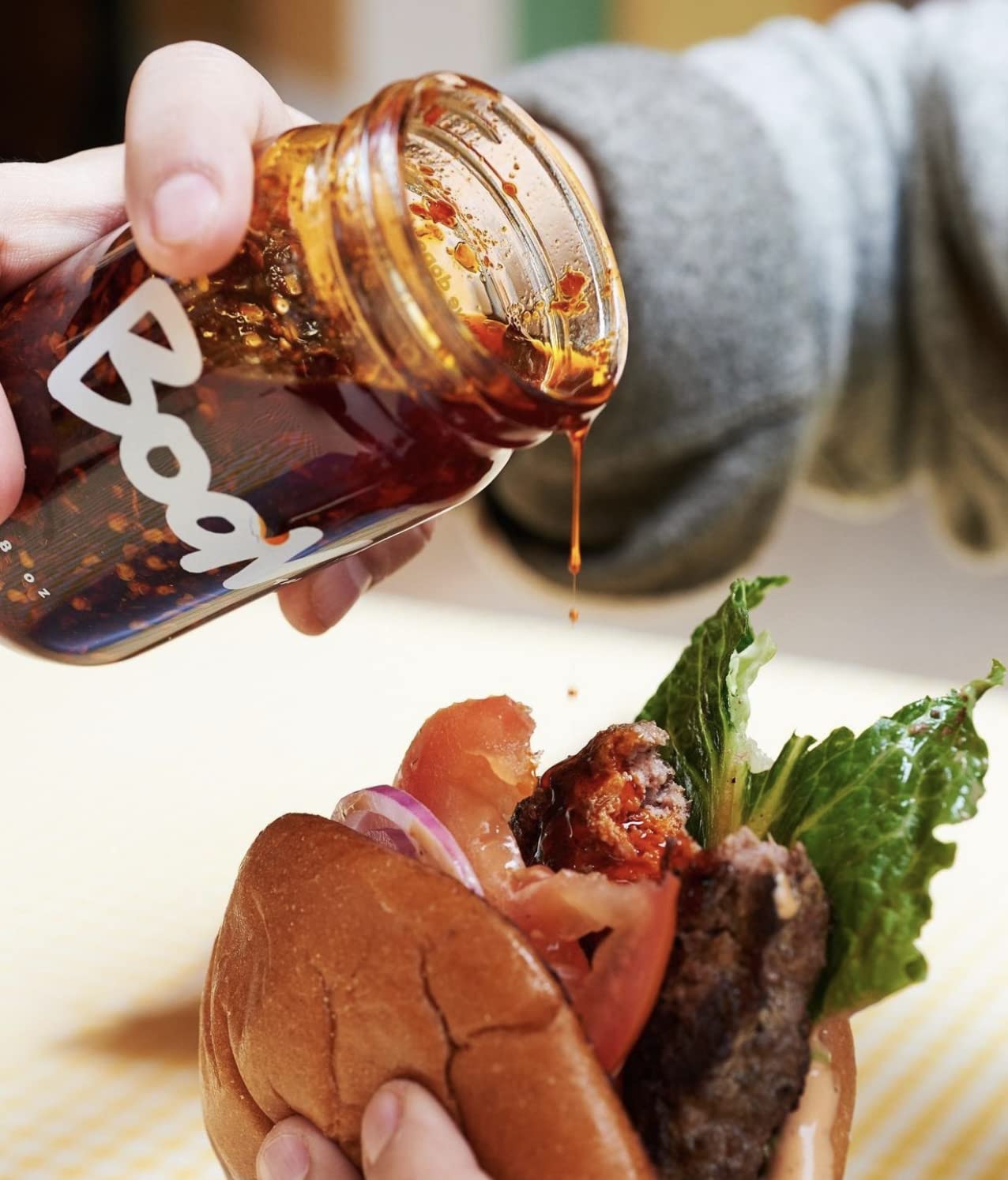 Boon Sauce Chili Oil, (8 Ounces), Spicy Chili Oil with Garlic, Anchovies and Shallots