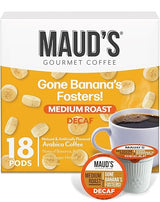 Maud's Decaf Banana Flavored Coffee Pods, 18 ct, Decaffeinated Medium Roast Flavored Coffee in Single Serve Pods - 100% Arabica Beans, Compatible
