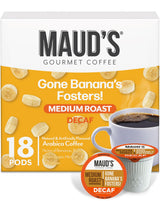 Maud's Decaf Banana Flavored Coffee Pods, 18 ct, Decaffeinated Medium Roast Flavored Coffee in Single Serve Pods - 100% Arabica Beans, Compatible
