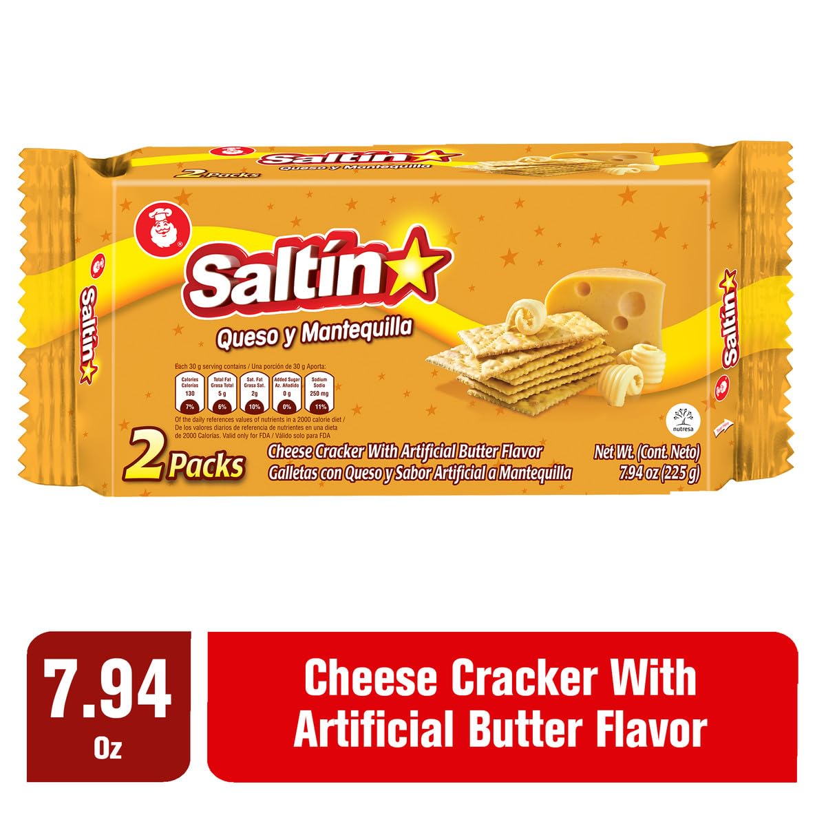 Saltin Noel Cheese and Butter Crackers | Perfect Blend of Cheese & Butter | 7.93 Oz (Pack of 4)