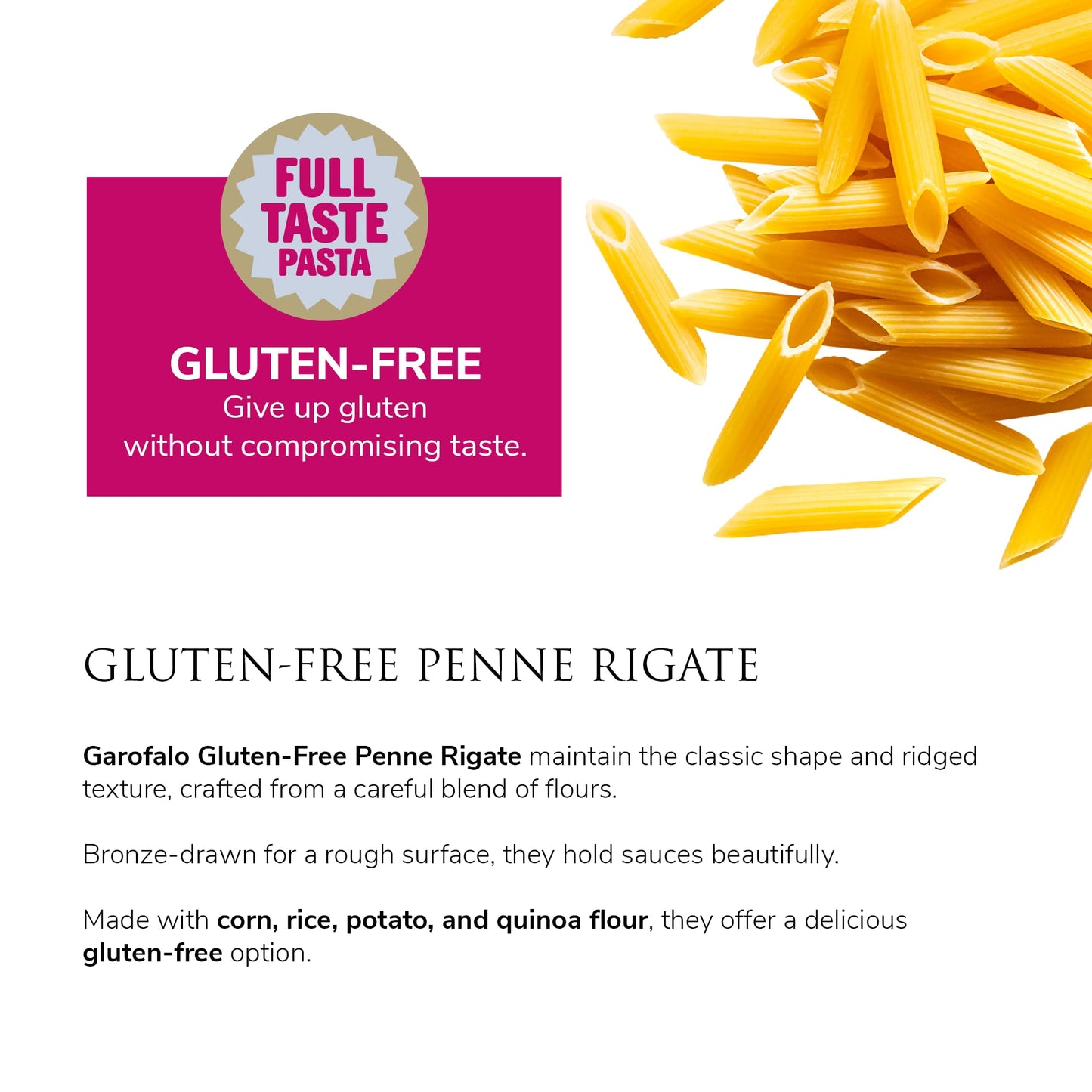 Garofalo - Premium Gluten-Free Penne Pasta, Italian Made, Corn, Rice, Potato & Quinoa Blend, Bronze-Drawn, Al Dente (2 pack)