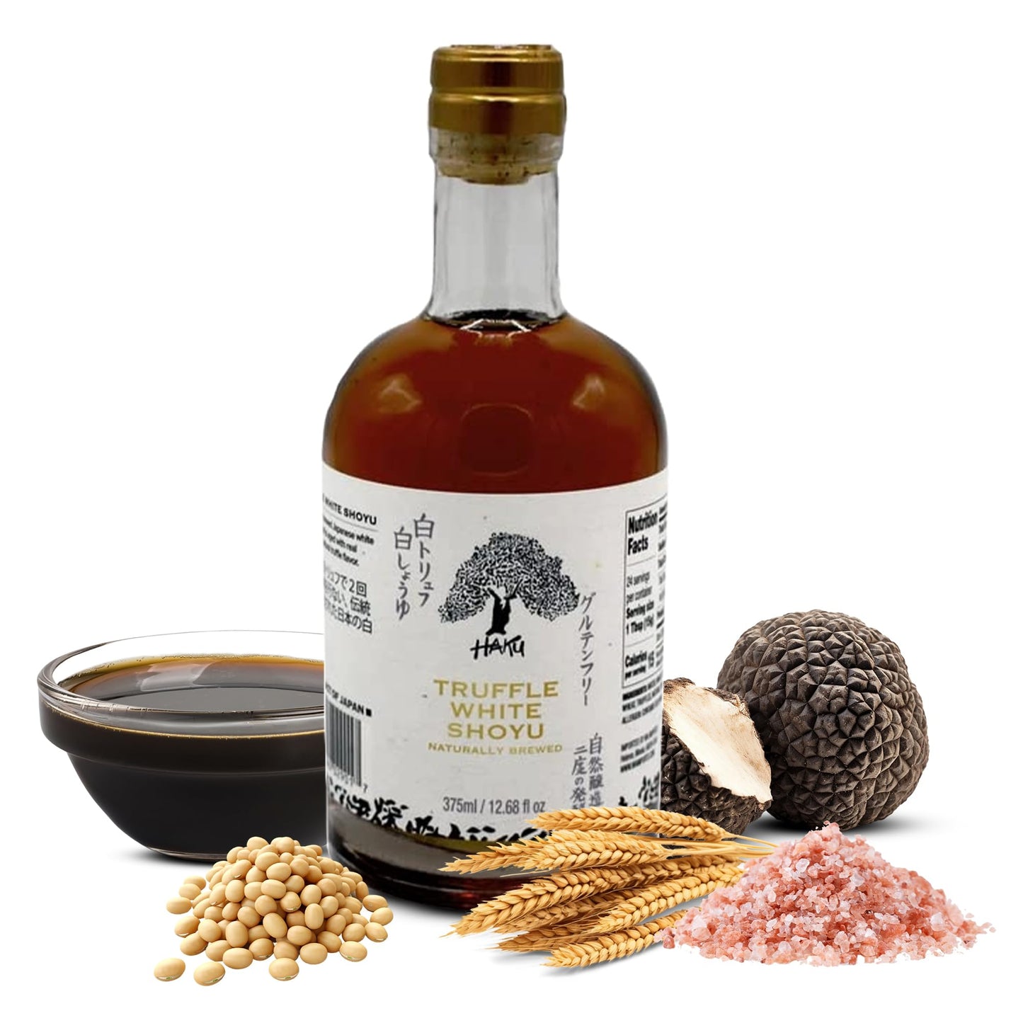 HAKU Truffle White Shoyu Naturally Brewed Aged 2 Years, 12.68 Oz (375 ml) - Traditional Gourmet Dipping Sauce & Marinade for Sushi, Meat, Rice, Stir