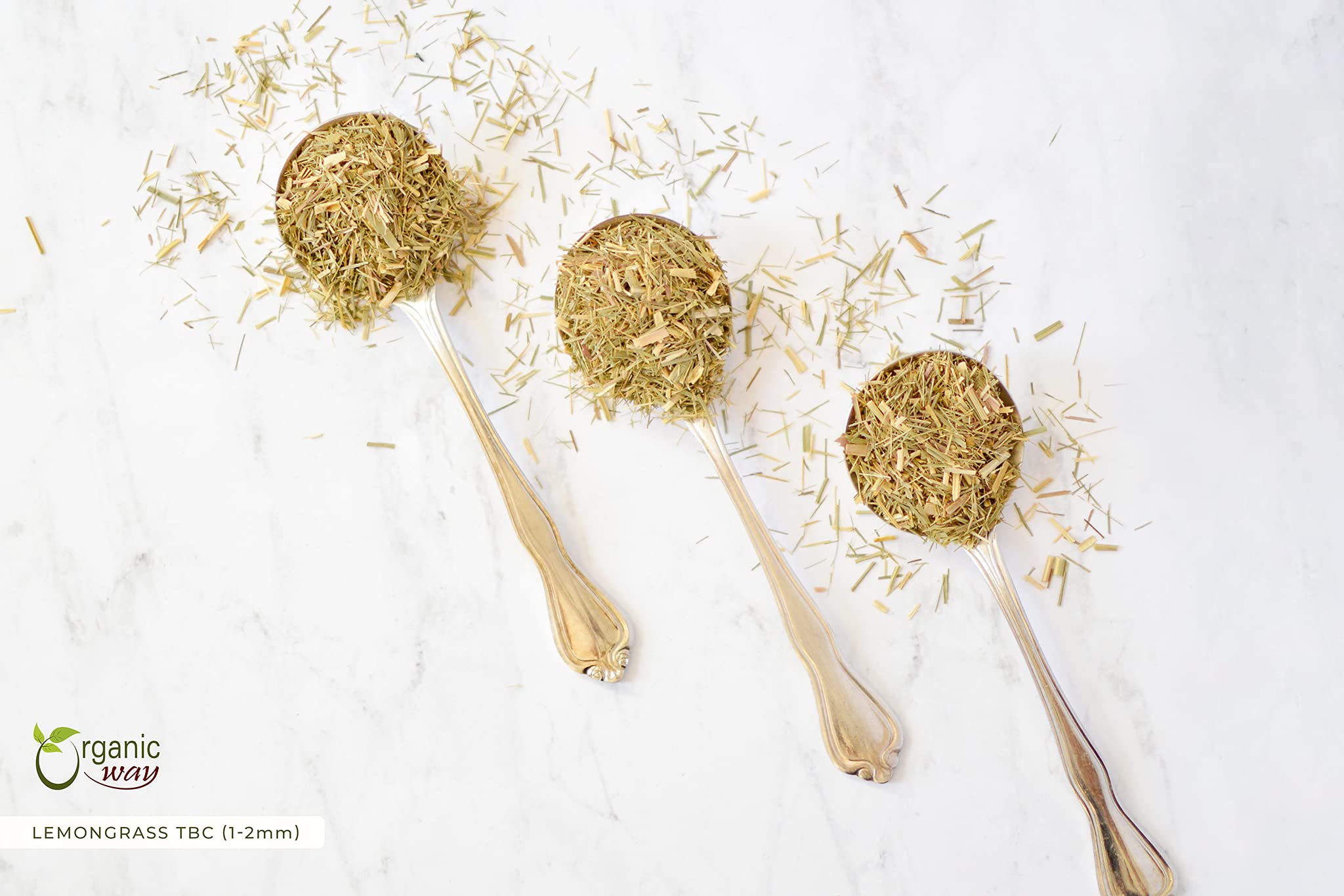 Organic Way Dried Lemongrass Fine Cut & Sifted | Herbal Tea (Cymbopogon citratus) - Organic & Kosher Certified | Raw, Vegan, Non GMO & Gluten Free |