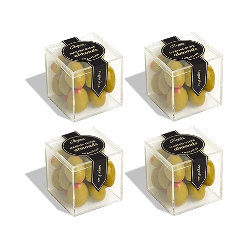 Sugarfina Martini Olive Almonds Small Candy Cube, 2.5 oz, 4 Count | Non-Alcoholic, Chocolate Candy