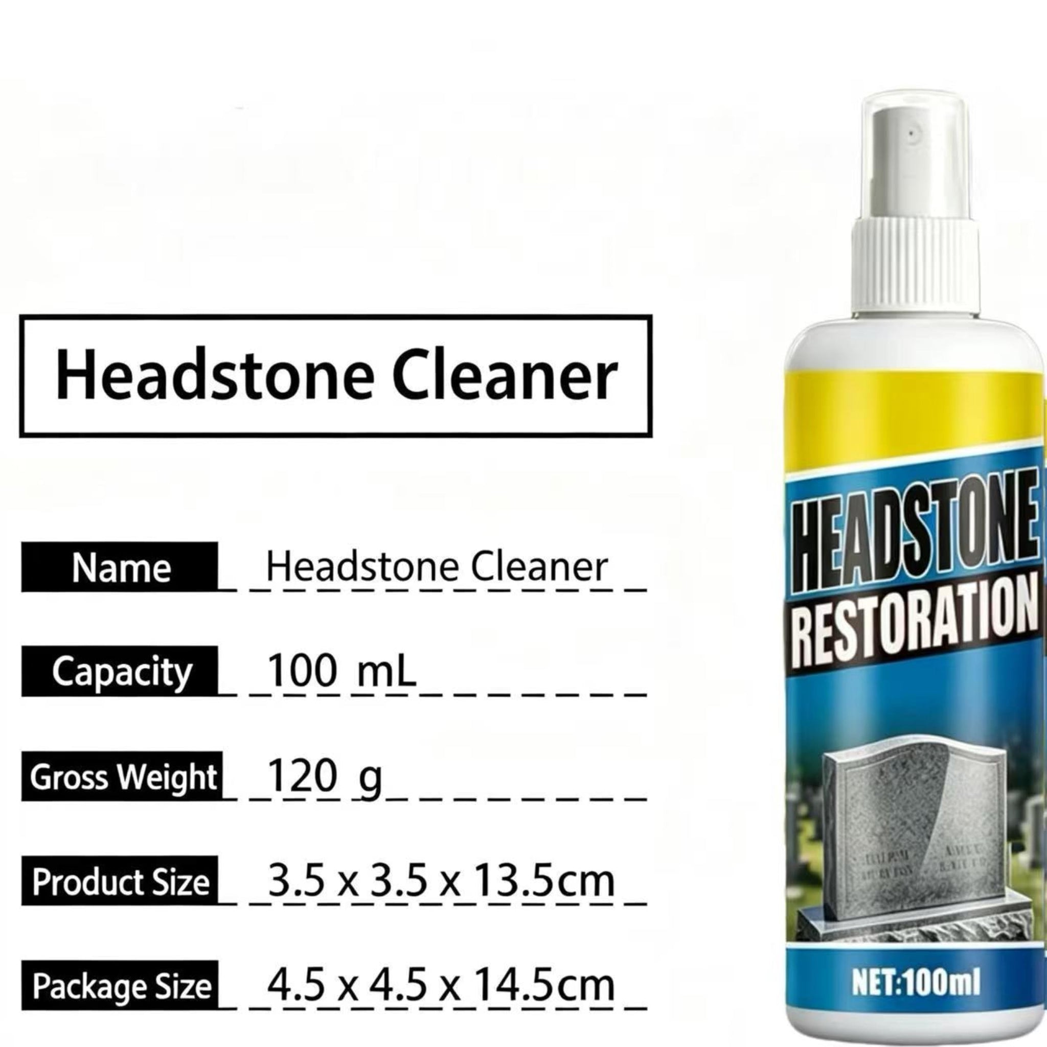 Headstone Restoration and Cleaning Spray, 2026 Upgrade Headstone Restoration & Cleaning Spray Restoring and Protecting, Gentle Stone Care Formula