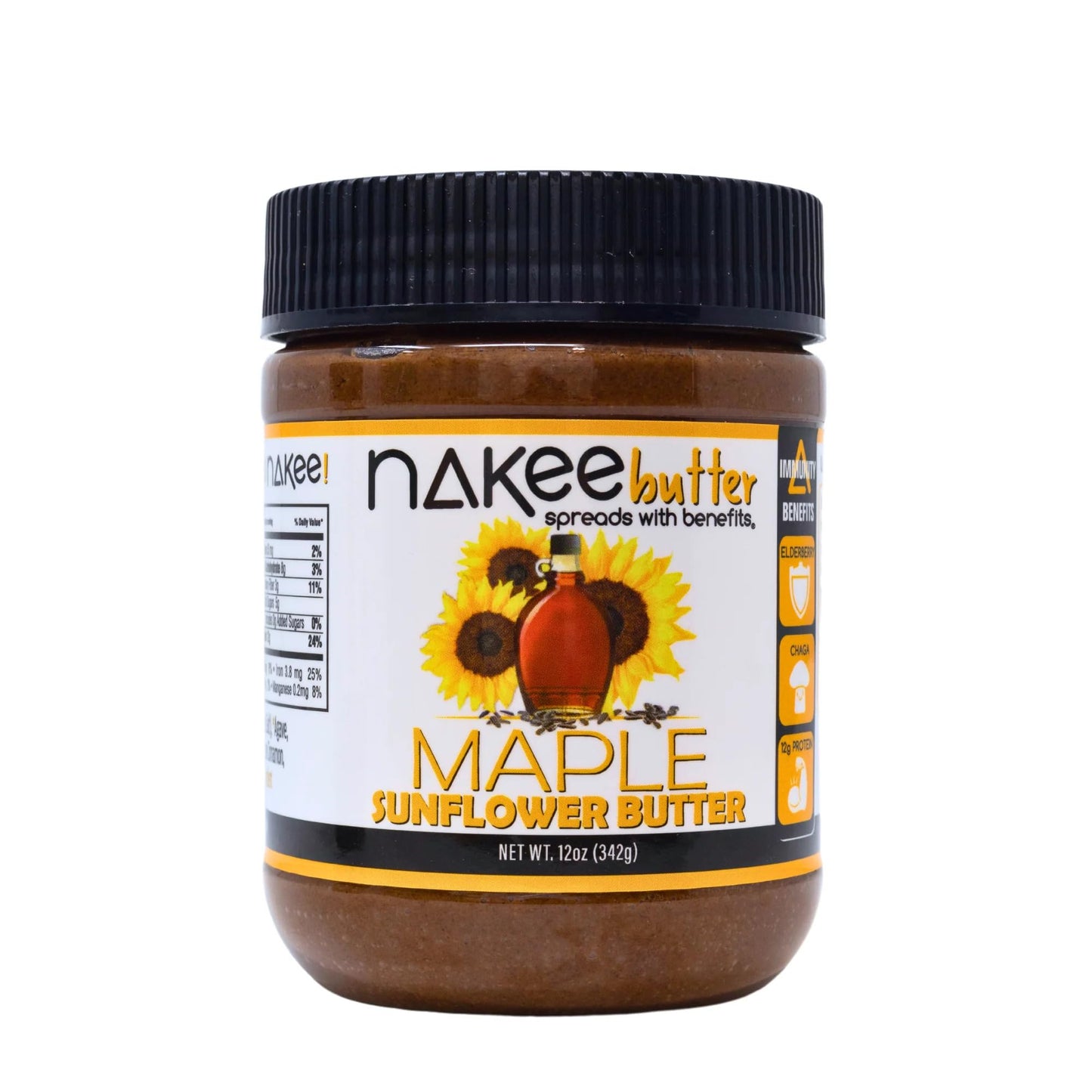 Nakee Butter: Maple Sunflower Vegan Butter, High Daily Protein Nut Spread with 12g Protein, Immune Boosting Blend with Cinnamon, Ginger, Elderberry