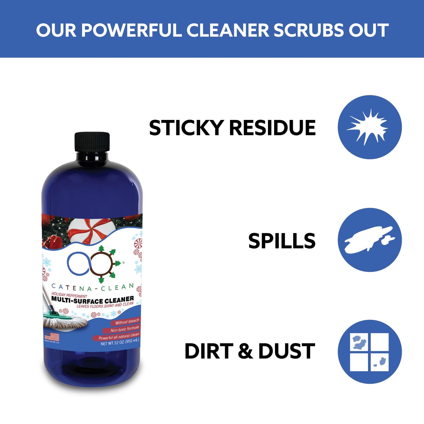 All-Natural Peppermint Scented Mop Cleaner (1 Pack) - Streak-Free Floor Cleaning Solution for Varnished Wood, Laminate & Metal Flooring - Removes