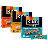 KIND Thins Snack Bars Variety Pack, Gluten Free, Low Calorie, Healthy Snacks, Dark Chocolate Nuts & Sea Salt, Caramel Almond & Sea Salt, Peanut Butter