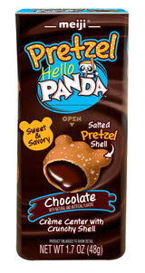 MEIJI Hello Panda Pretzel Cookies, Chocolate Crème Filled - 1.7oz, Pack of 10 - Crunchy Pretzel Shell with Smooth Delicious Crème