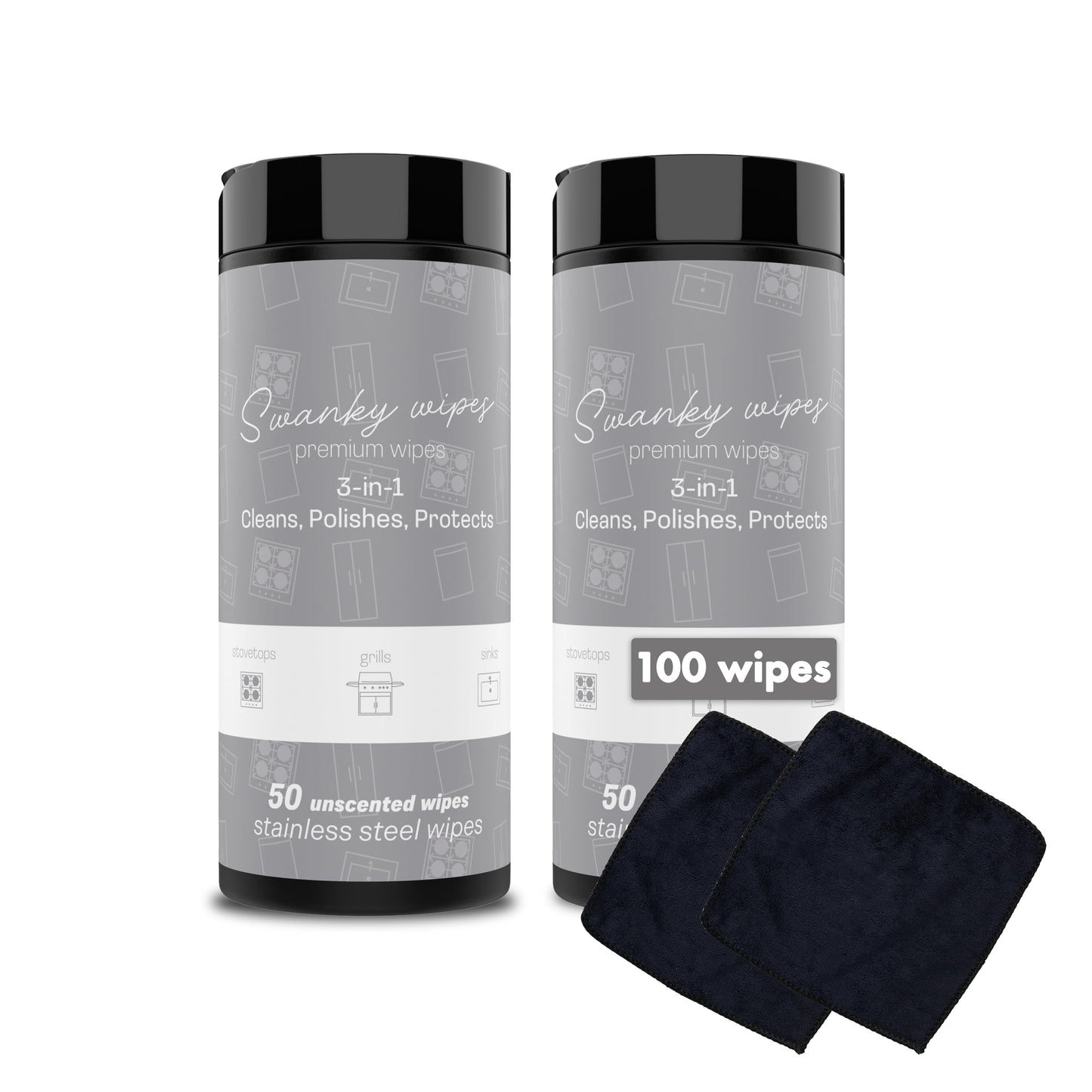 Swanky Stainless Steel Cleaner Wipes - Grime & Grease Remover Kitchen Cleaning Supplies - Clean & Shine, For Stove Top, Refrigerator, Sink, Oven