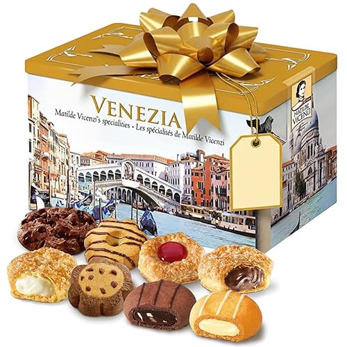 Matilde Vicenzi Venezia Cookie Gift Tin - Italian Pastries & Cookies in Individually Wrapped Trays - Gourmet Gifts for Teachers, Fathers Day