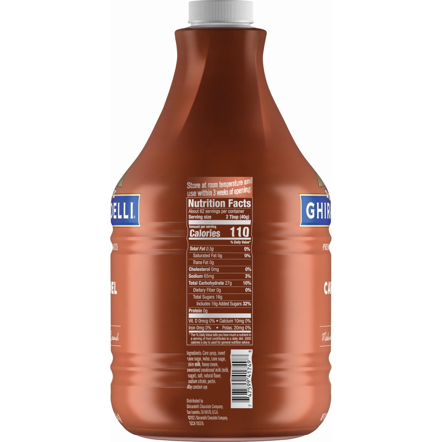 Ghirardelli Caramel Sauce, 87.3 oz (5 lb 7.3 oz) Bottle with Ghirardelli Stamped Barista Spoon & Pump