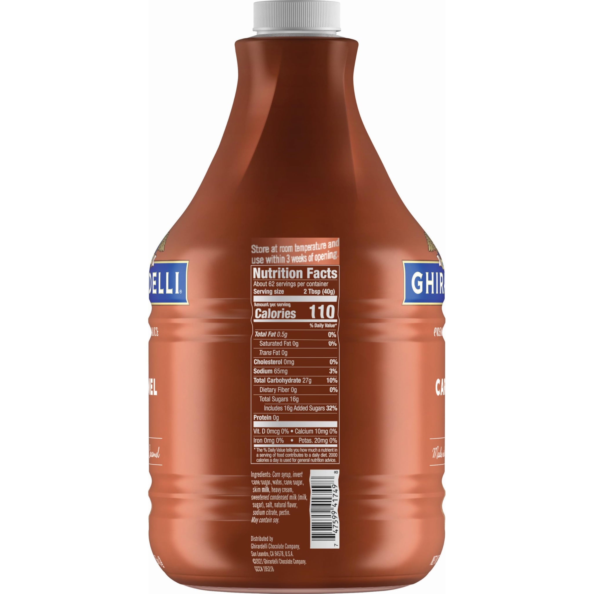 Ghirardelli Caramel Sauce, 87.3 oz (5 lb 7.3 oz) Bottle with Ghirardelli Stamped Barista Spoon & Pump