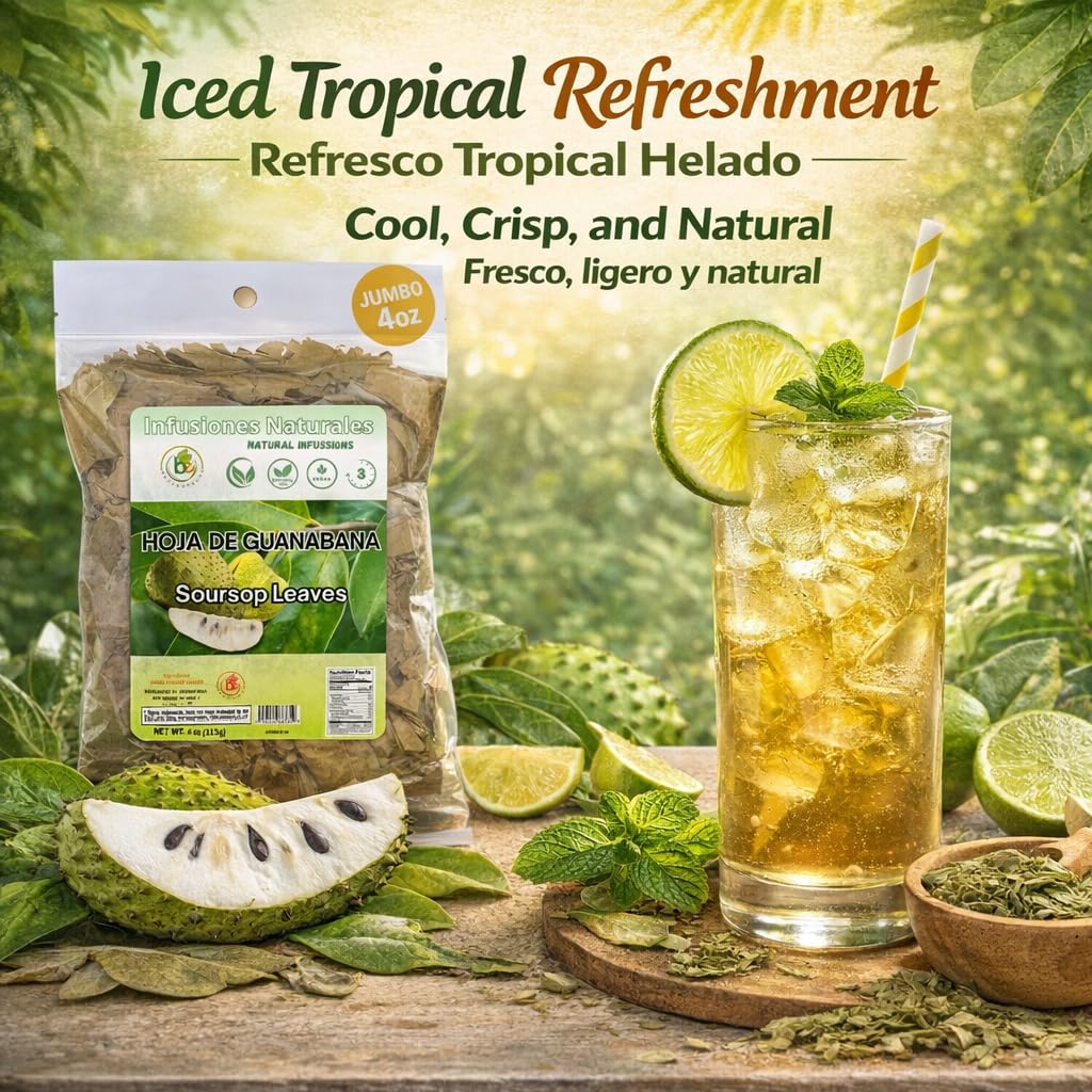 Guanábana Hojas (Soursop Leaves Tea) - Jumbo 4 oz - 100% Natural, Vegan, Non-GMO, Wildcrafted & Authentic - Caffeine-Free Herbal Tea - Makes 30+ Cups