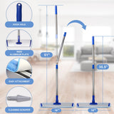 18" Professional Microfiber Mop Floor Cleaning System, Flat Mop with Stainless Steel Handle, 4 Reusable Washable Mop Pads, Wet and Dust Mopping