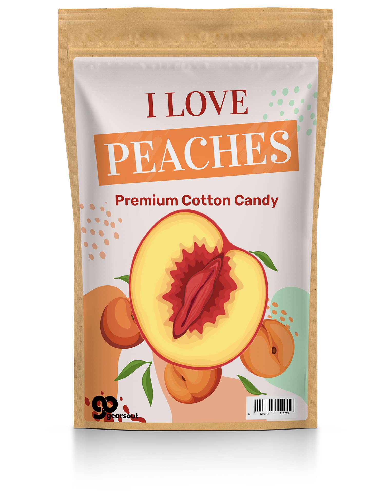 I Love Peaches Cotton Candy - Funny Peach Gifts for Men Gourmet Gluten-Free Candies Pink Novelty Gag Emoji Joke Humor Made in America Gears Out
