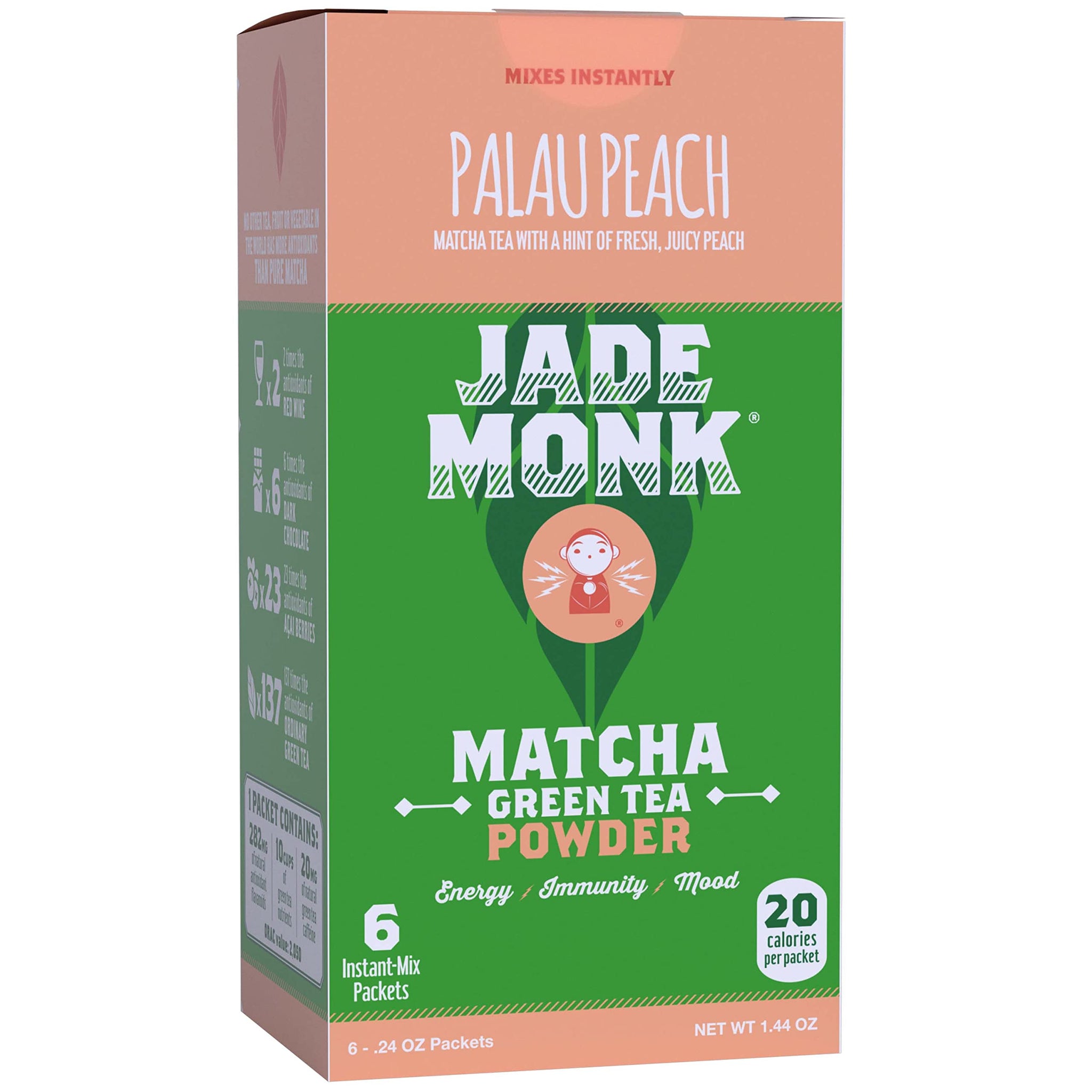 Jade Monk On-The-Go Matcha Green Tea Powder - Enjoy Anytime, Anywhere - All Natural energy, Mixes Instantly - Perfect For A Busy Lifestyle - Palau