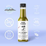 Seed Ranch Hot Thai Sauce, 3 Pack - Spicy Heat - Featured on Hot Ones - Green Carolina Reaper Pepper, Organic Gourmet Hot Sauce - Vegan, Non-GMO