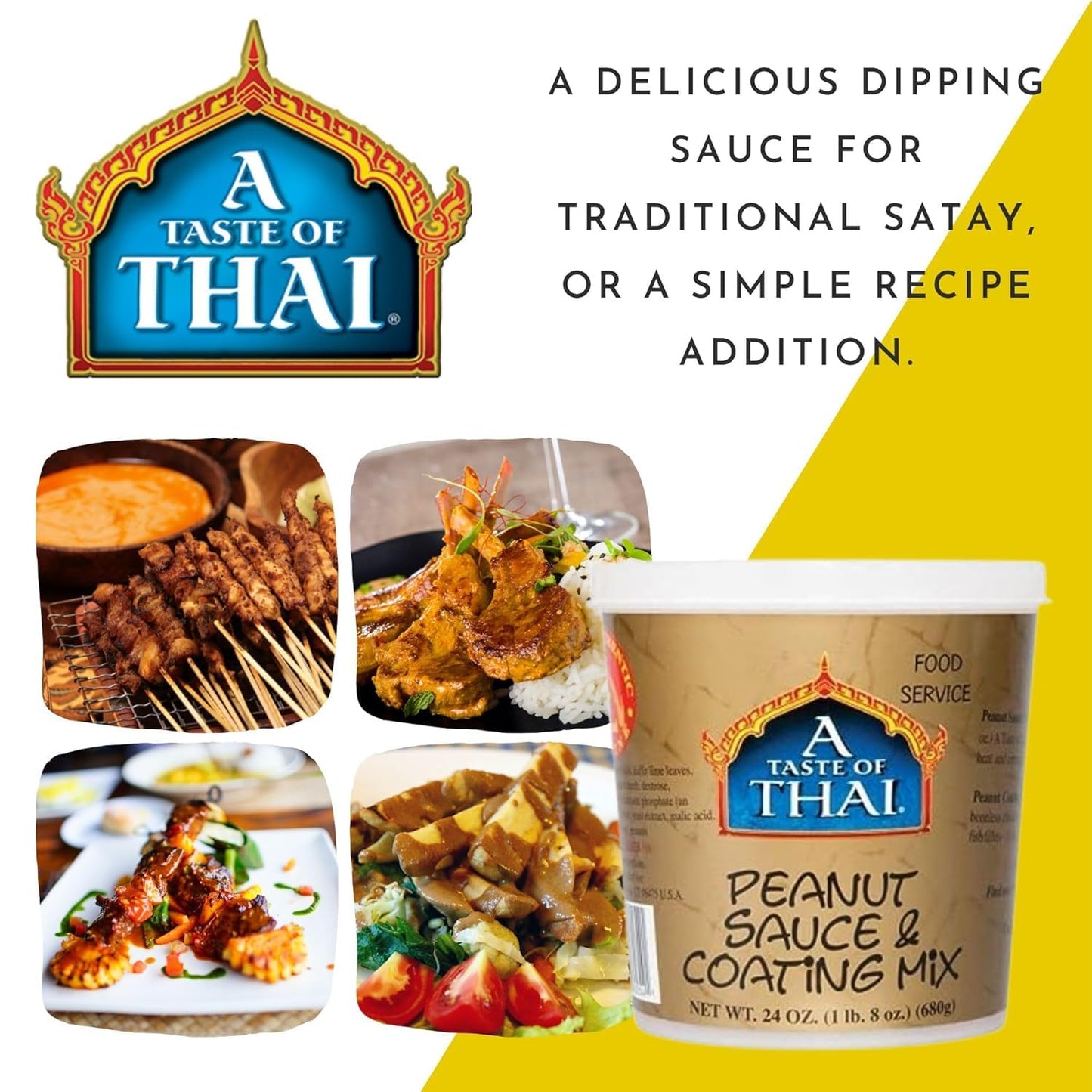 A Taste of Thai Peanut Sauce & Coating Mix | Authentic Thai Flavor with Roasted Peanuts & Spices | Ready-to-Use Mix for Noodles, Dips, Salads