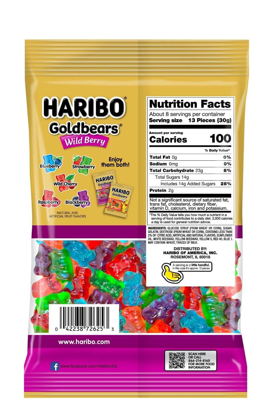 Haribo, Gummi Candy Wild Berry Share Size, 5 Ounce