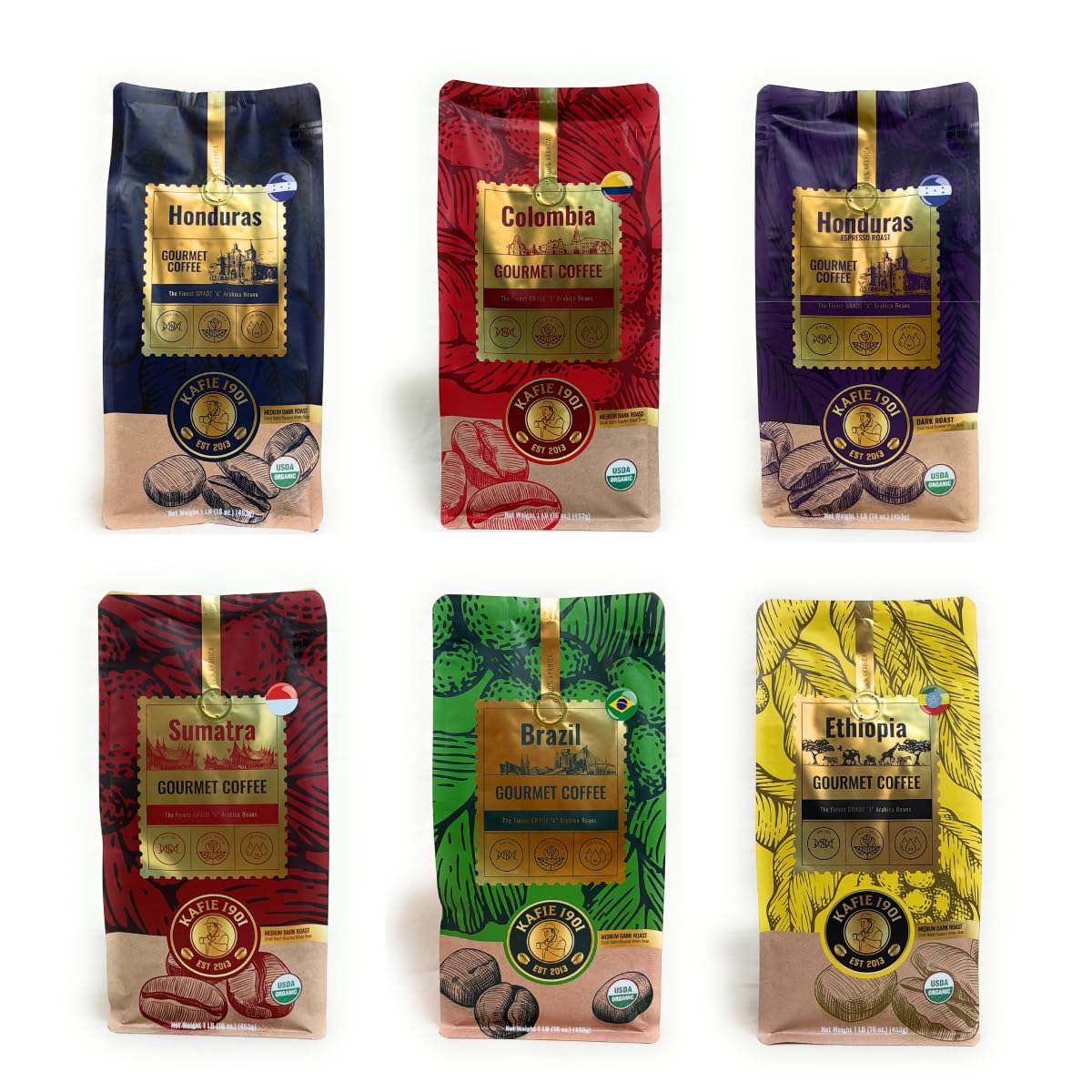 Kafie 1901 Coffee Co. Connoisseur's Sampler - 6 lbs. of coffee