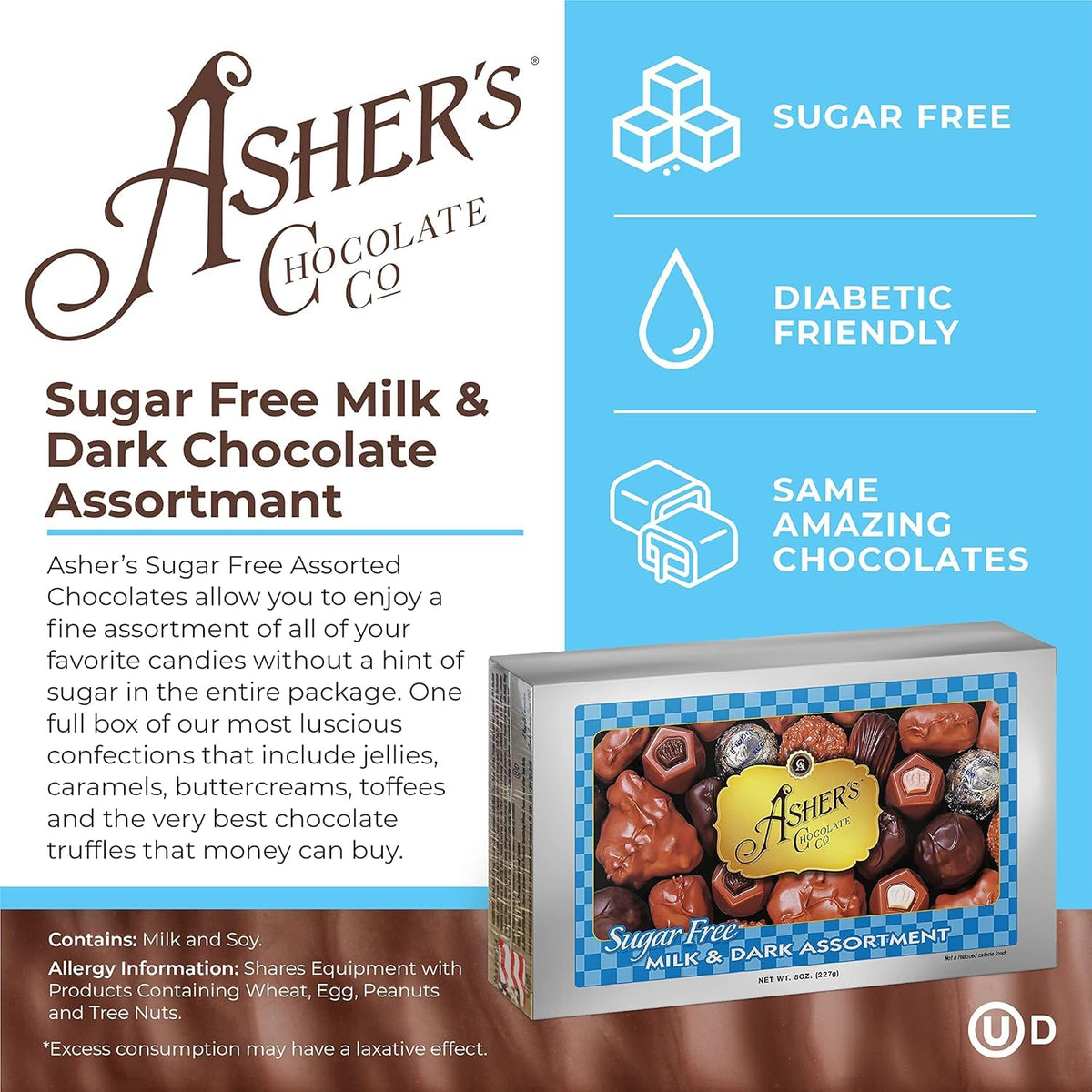 Asher's Chocolates Holiday Gift Box, Milk and Dark Chocolate Assortment, Small Batches of Kosher Chocolate, Family Owned Since 1892, Assorted