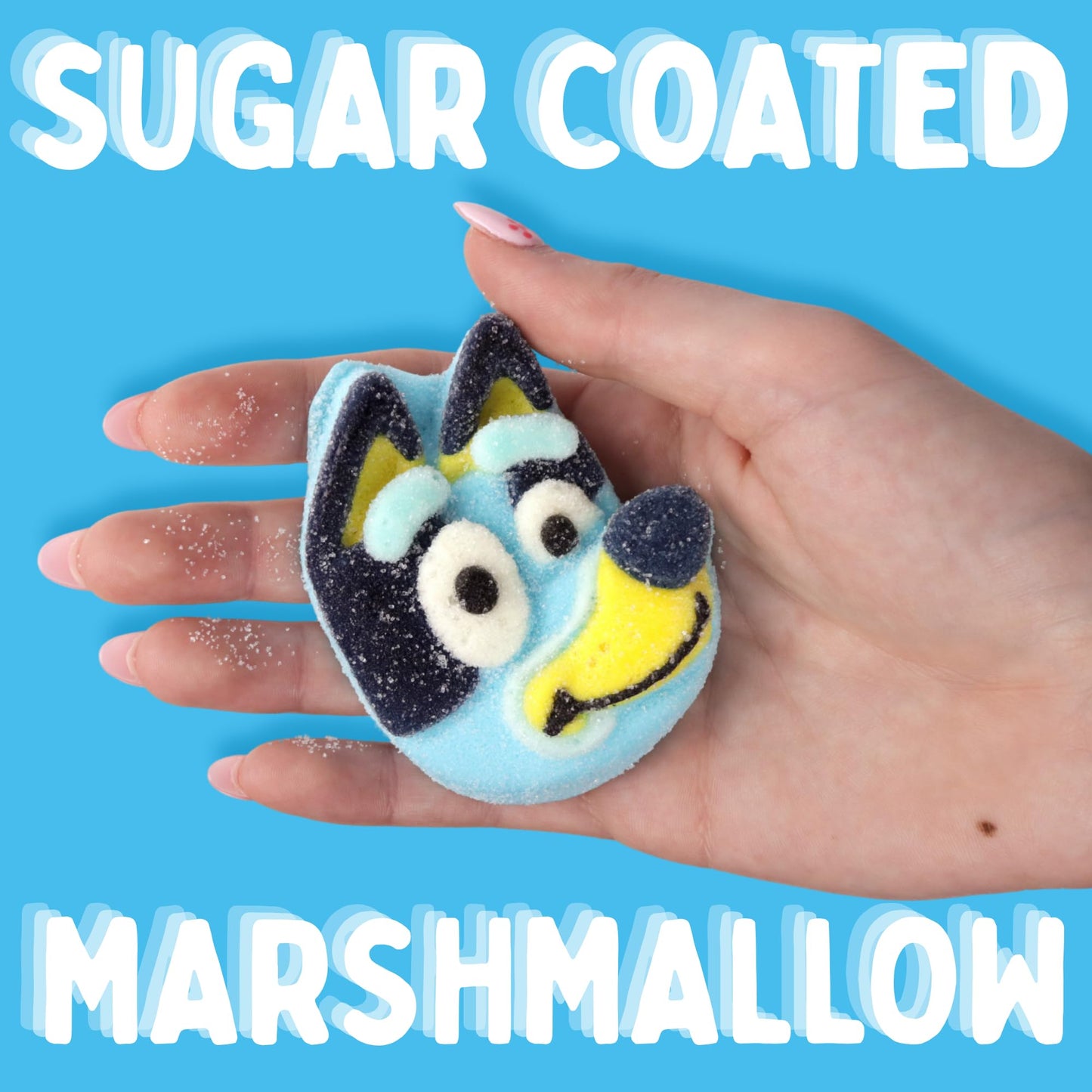 Bluey Candy Jumbo Marshmallows, Sugar Coated Treats, Individually Wrapped Pieces, 4 Count Box