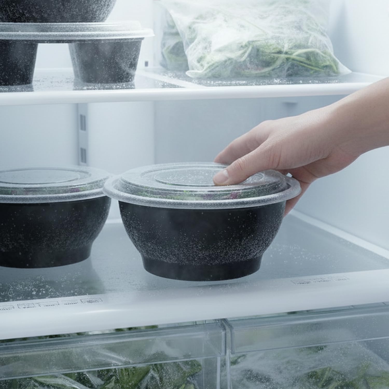 Plastic House Black Plastic Salad Bowls with Lids - 38 oz | Pack of 4
