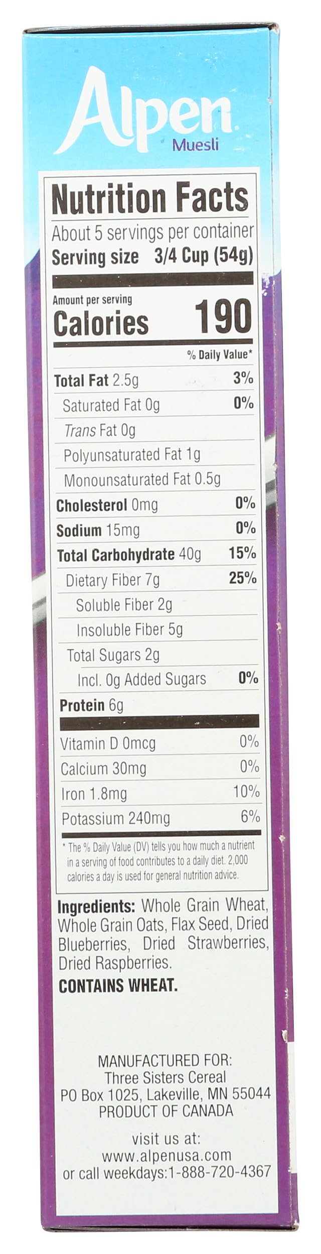 Alpen Triple Berry No Sugar Added Muesli, Swiss Style Muesli Cereal, Whole Grain, Non-GMO Project Verified, Heart Healthy, Kosher, Vegan, Made