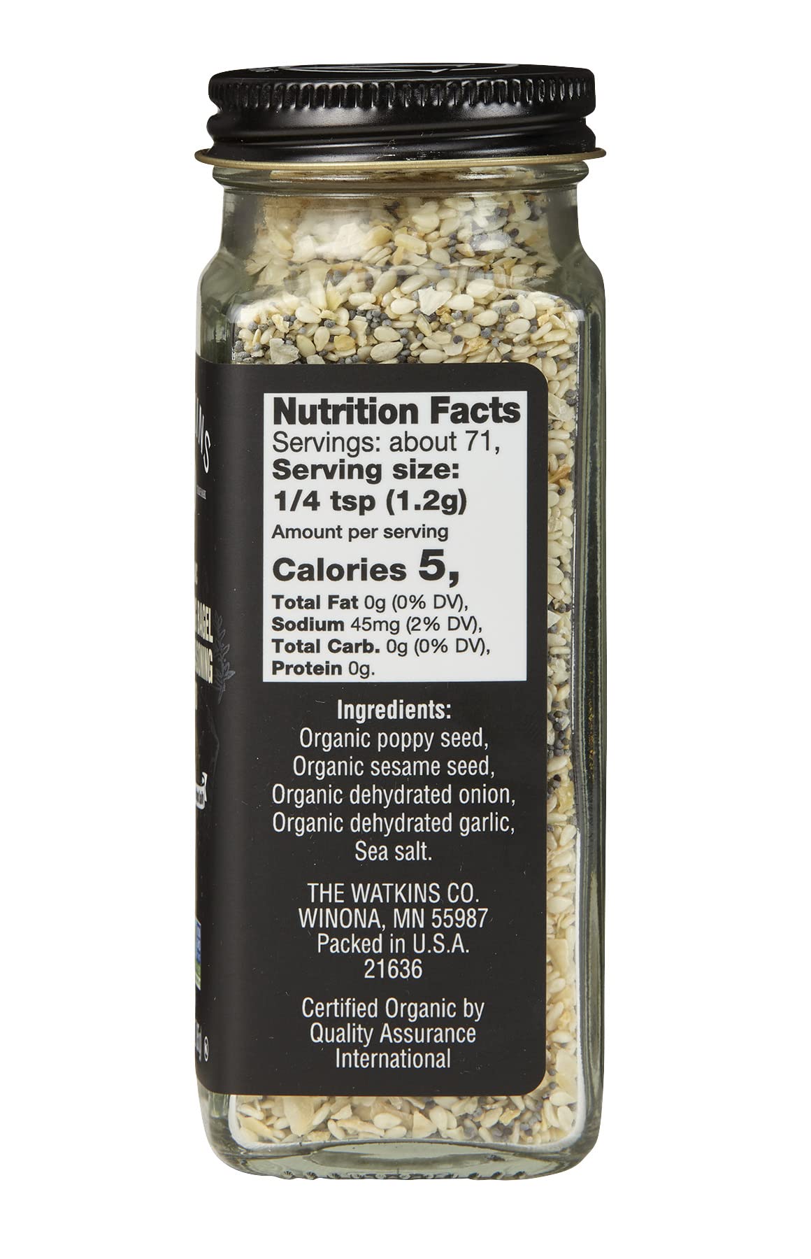 Watkins Gourmet Organic Everything Bagel Sesame Seasoning Blend, 3.0 Oounce