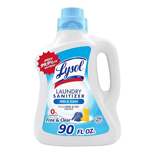 Lysol Laundry Sanitizer Additive, Free & Clear, Free from Fragrance and Dyes, 0% Bleach Laundry Sanitizer, Bacteria-causing Laundry Odor Eliminator