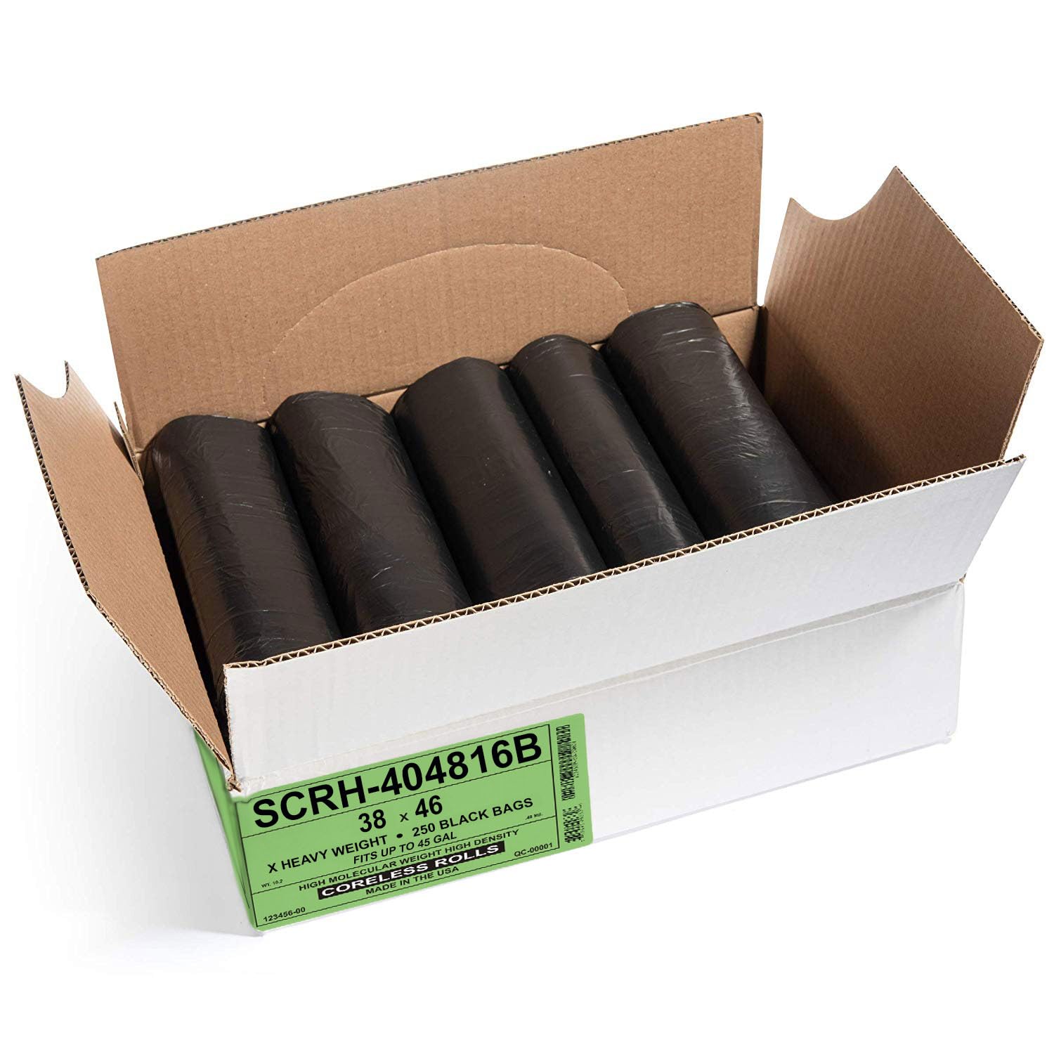 Aluf Plastics 40-45 Gallon Trash Bags Source Reduction Series Value High Density 16 Micron (equiv) Intended for Home, Office, Bathroom, Paper