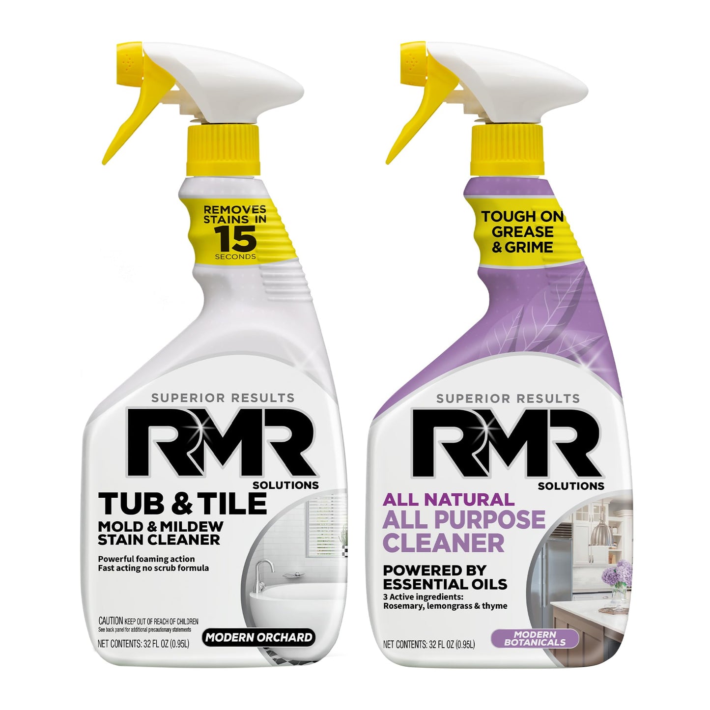 RMR Surface Saver System - Tub & Tile Stain Remover + All Natural All Purpose Cleaner, 2-Step Bathroom & Surface Cleaning Bundle for Tile, Grout