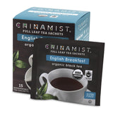 CHINAMIST English Breakfast Full Leaf Black Tea Sachets - Biodegradable, USDA Organic, Fair Trade Certified, Gluten-Free - 15 Count