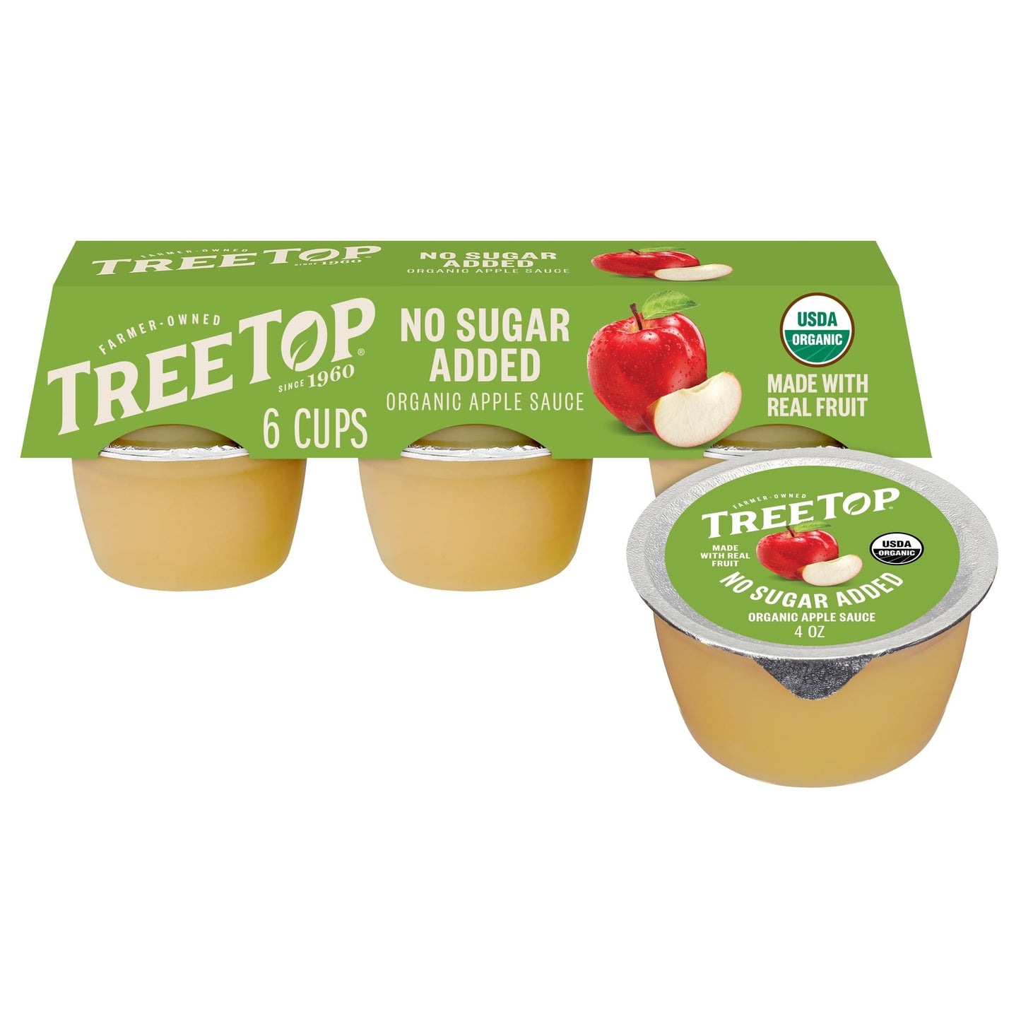 Tree Top Apple Sauce Organic No Sugar Added, 6 Count (Pack Of 6)
