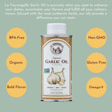 La Tourangelle, Garlic Oil, High Oleic Oil for Cooking Pastas, Salad Dressings, Drizzle on Popcorn, Irresistible Aroma and Flavor, 8.45 Fl Oz