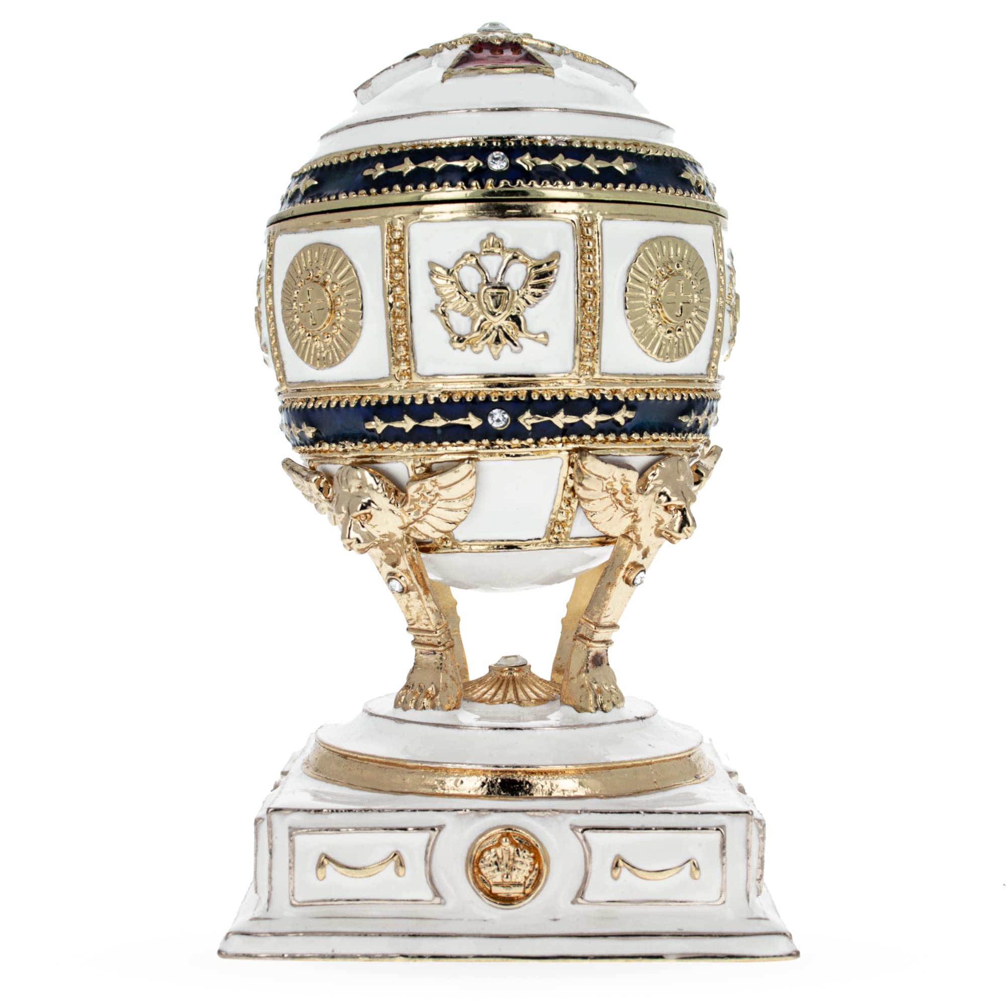 BestPysanky Red Cross on White Enamel Royal Inspired Imperial Easter Egg