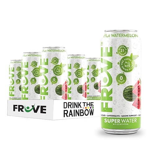 FrUve Super Water | Fiji Watermelon Flavor | 12 16oz Cans | Healthy Drink | Zero Sugar | Low Calorie Drink | Powerful Antioxidants | Boosts Immune