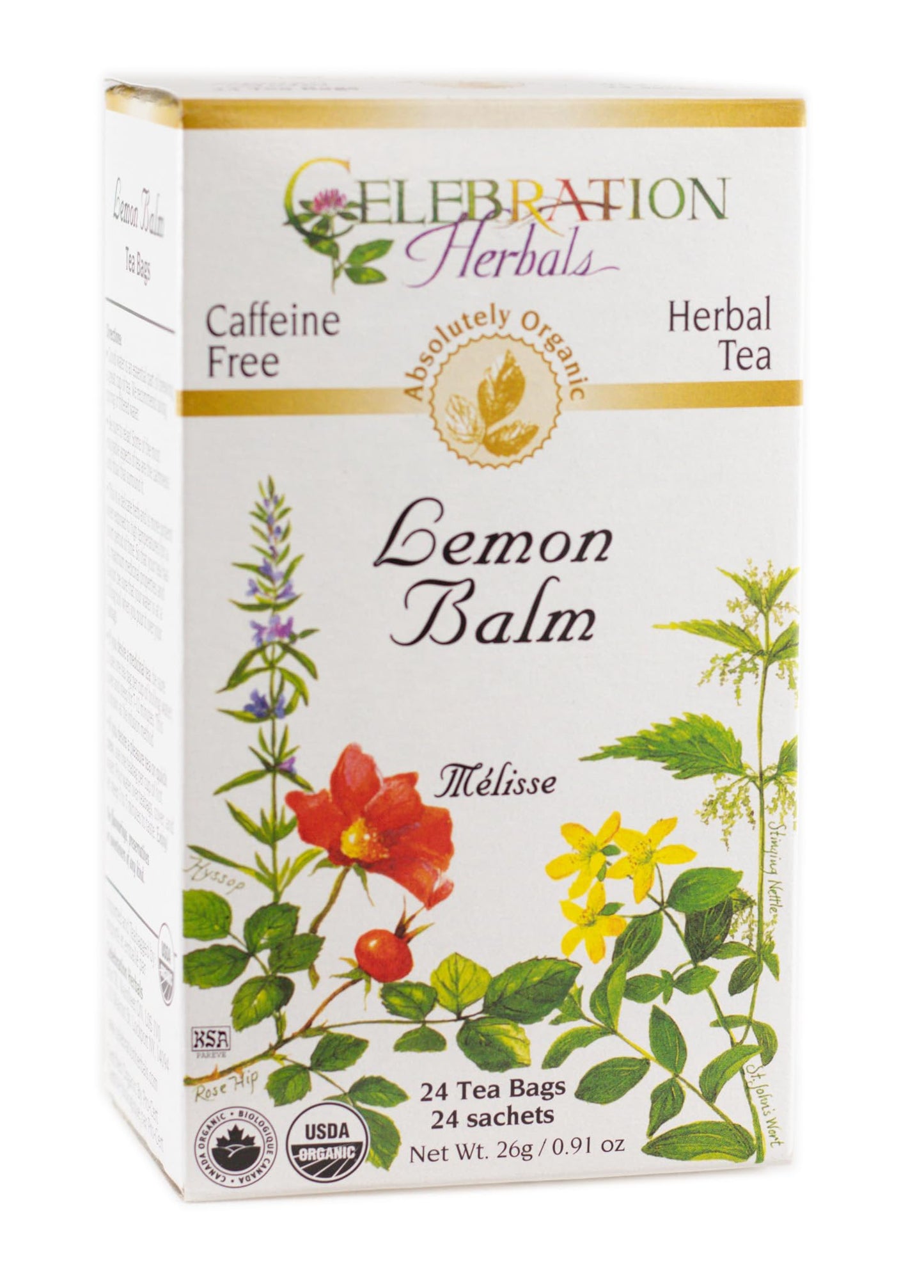 Celebration Herbals Lemon Balm Tea Bags, 24 Count