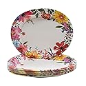 SMYAXUNW 20pcs 12.6" Large Oval Disposable Paper Plates, Floral Design, Party Supplies, Dinner Plates for All Occasions