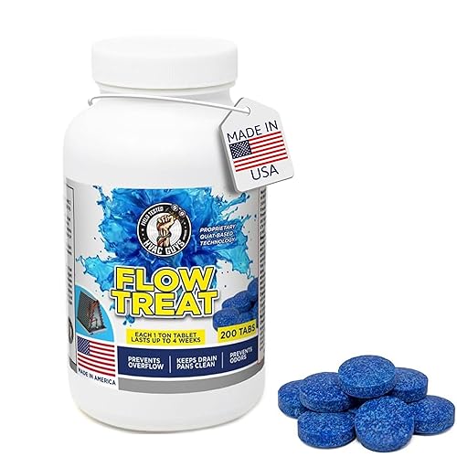 HVAC GUYS - Flow Treat Tabs - 200 Tablets | AC Drain Line Cleaner | Prevents Odors, Keeps HVAC Drain Pan Clean, Prevents Overflow | One Tablet Lasts