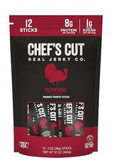 Chef’s Cut Real Turkey Jerky | Smoked Turkey Meat Sticks | High Protein Snack with 8 g Protein & 100 Calories, Gluten Free, Keto-Friendly| Pepperoni |