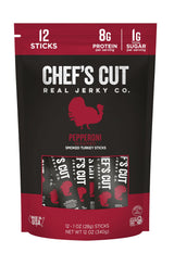Chef’s Cut Real Turkey Jerky | Smoked Turkey Meat Sticks | High Protein Snack with 8 g Protein & 100 Calories, Gluten Free, Keto-Friendly| Pepperoni |